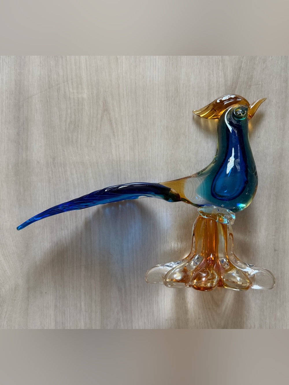 Vintage Murano Art Glass Pheasant Rooster Bird Sculpture MCM Italy